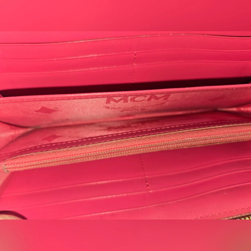 MCM Visetos Pink and Tan Zippy Wallet - Picture 10 of 14